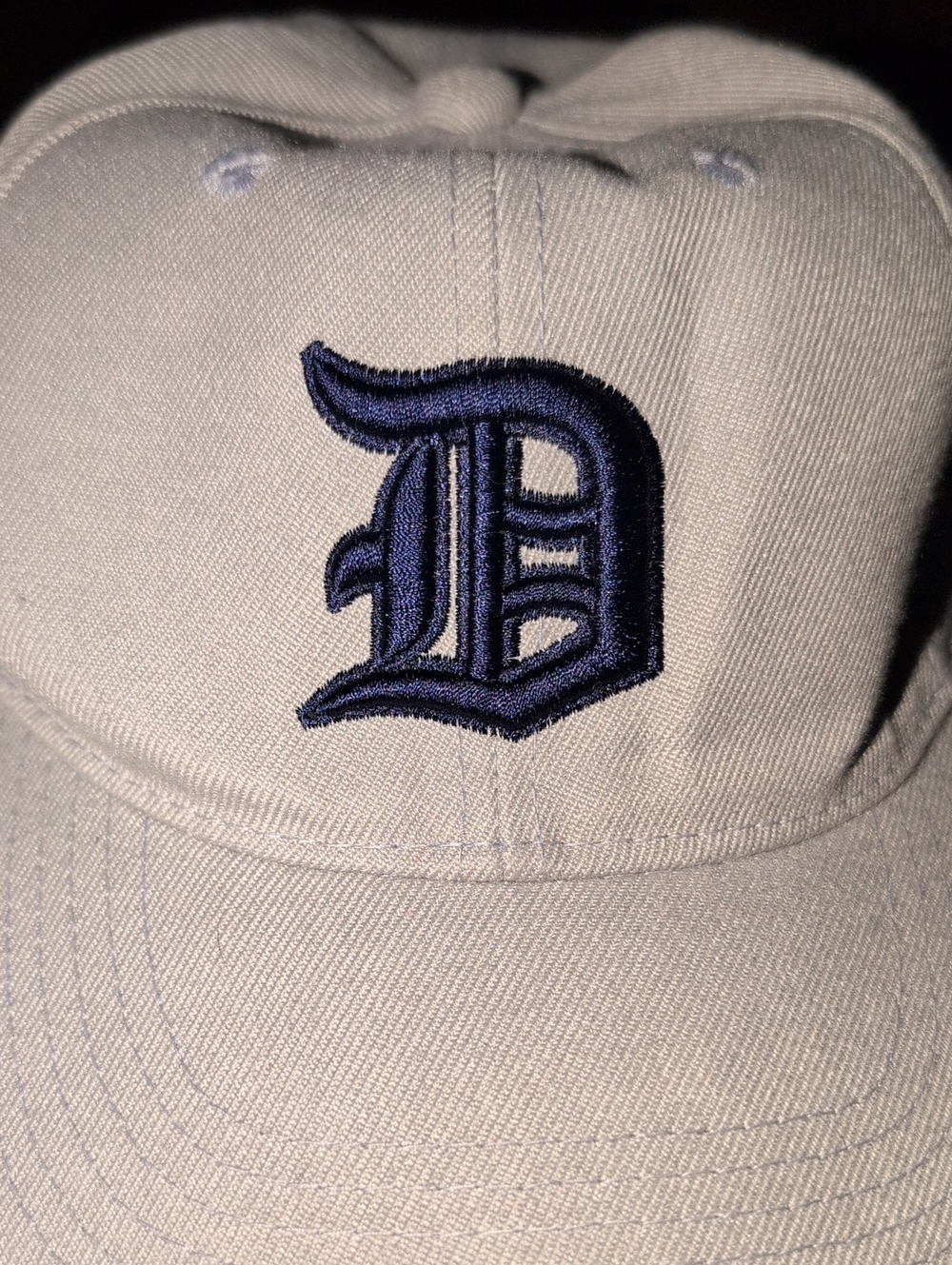 Gray Baseball Cap with Navy Embroidered 'D'